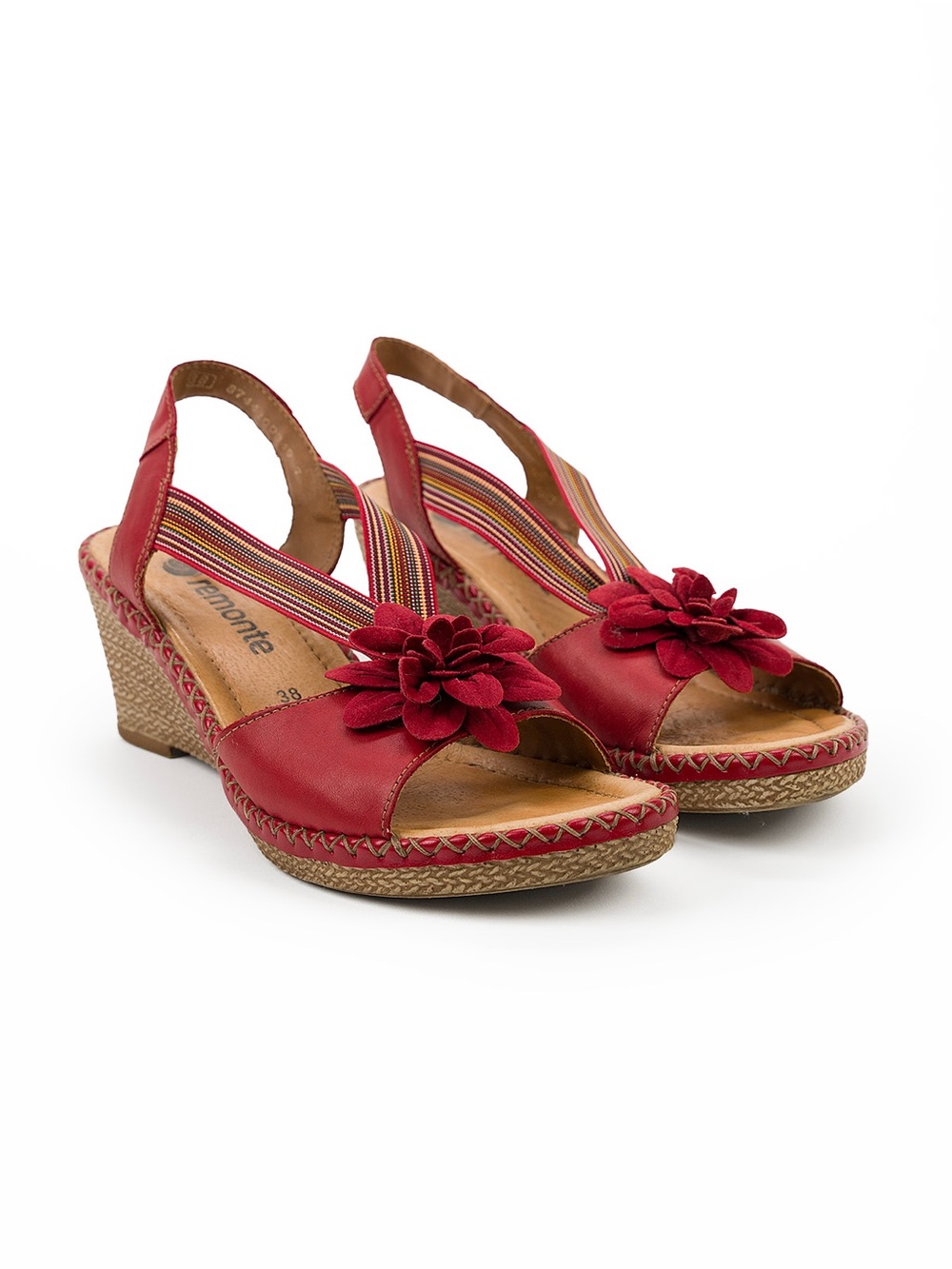 Remonte Red Sandals with Flowers